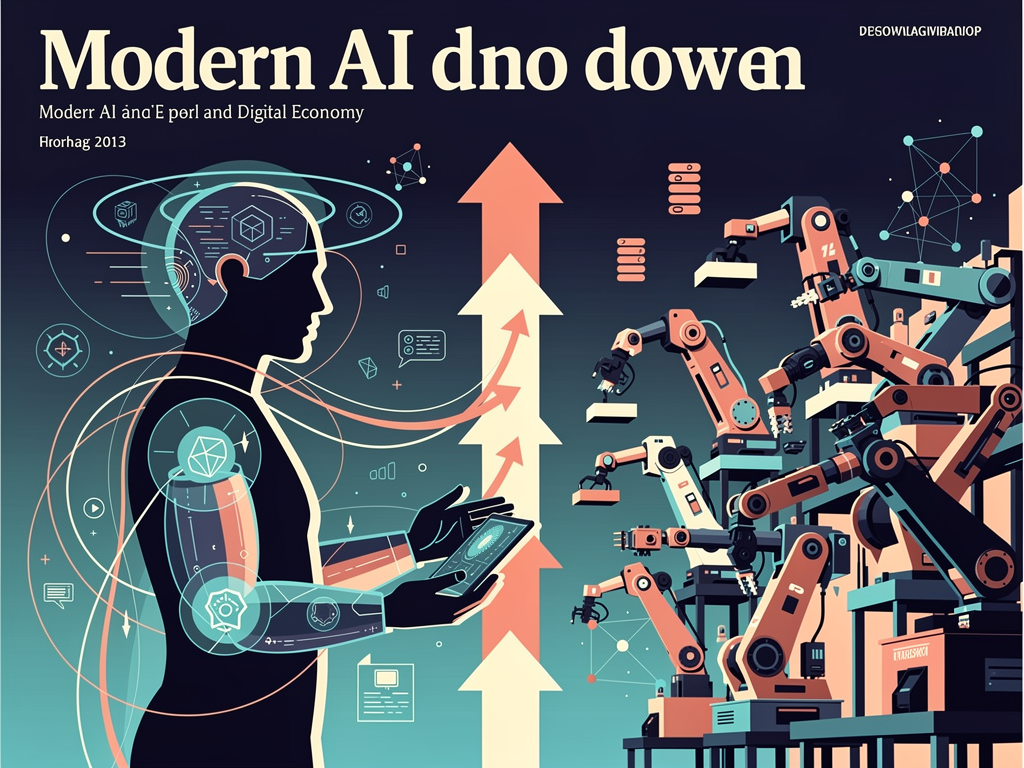 Абстрактная editorial-обложка к статье «Augmentation vs automation: AI в задачах 2026»