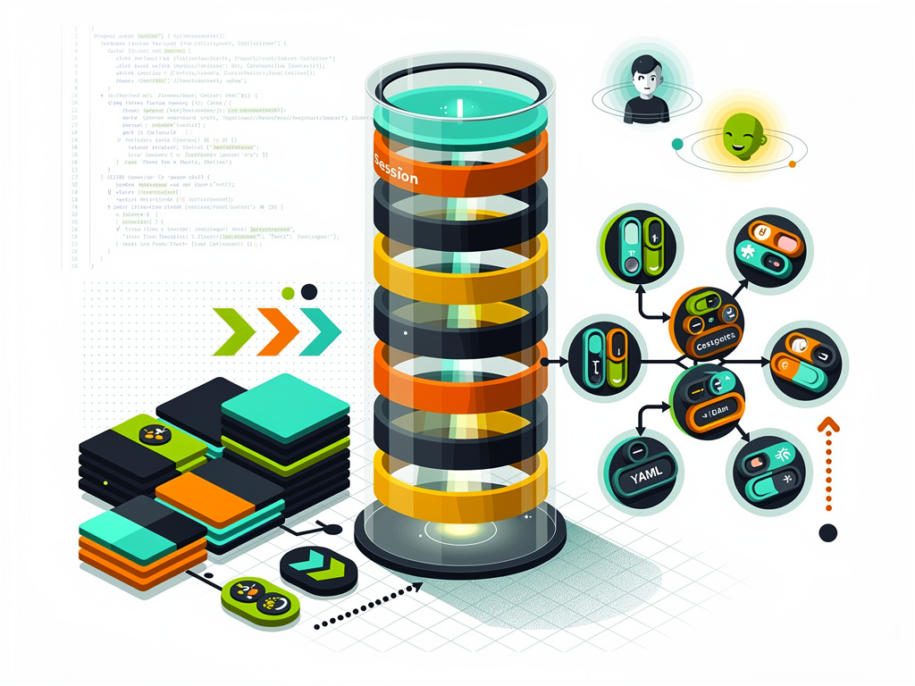 Абстрактная editorial-обложка к статье «Новые session logs в Copilot coding agent на практике»