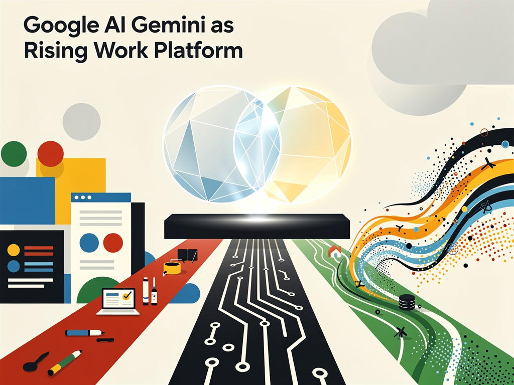 Абстрактная editorial-обложка к статье «Google превращает Gemini в рабочую платформу: что это значит для рынка»