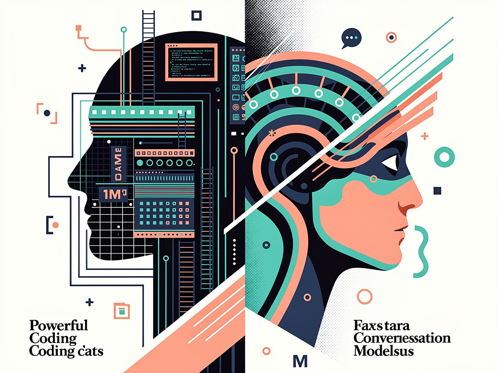 Абстрактная editorial-обложка к статье «GPT-5.4 vs GPT-5.3 Instant: выбор под задачи»