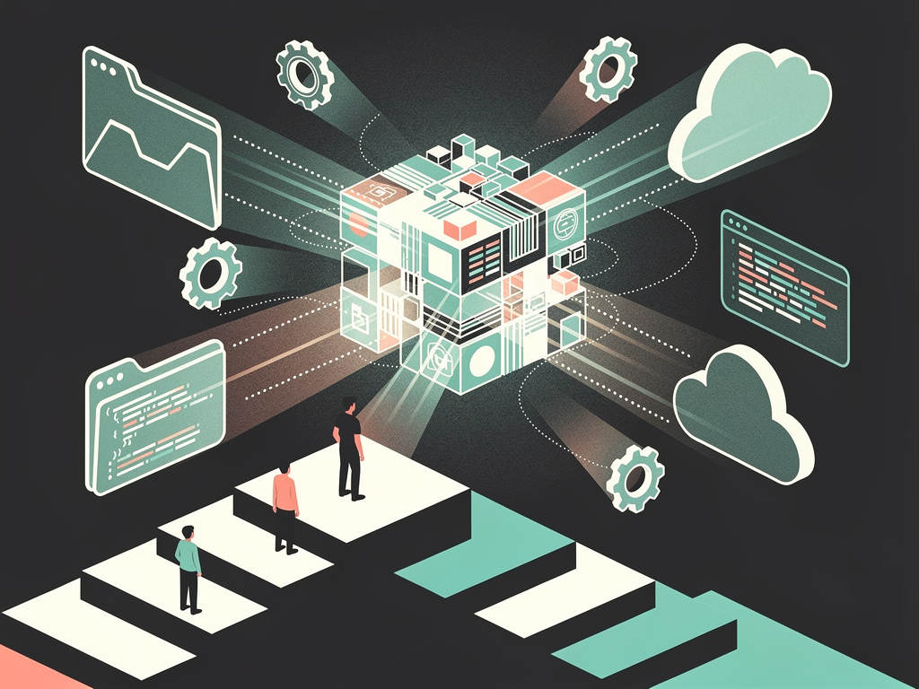 Абстрактная editorial-обложка к beginner-статье «Что поручать Codex: лучшие задачи для новичков»