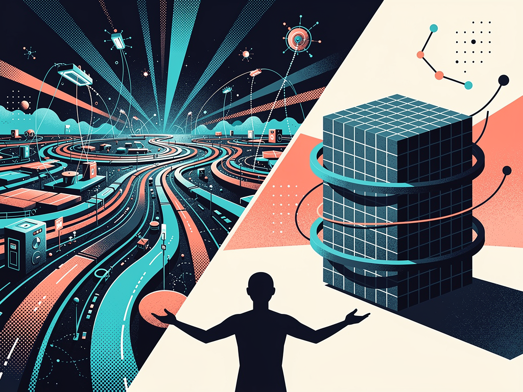 Абстрактная editorial-обложка к статье «Открытые frontier-модели против закрытых API: что выбирать стартапам в 2026»